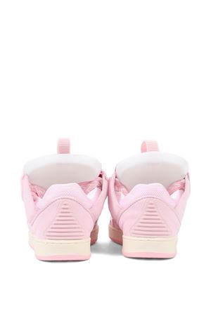 Sneakers in pelle e tessuto rosa LANVIN KIDS | N3046544F